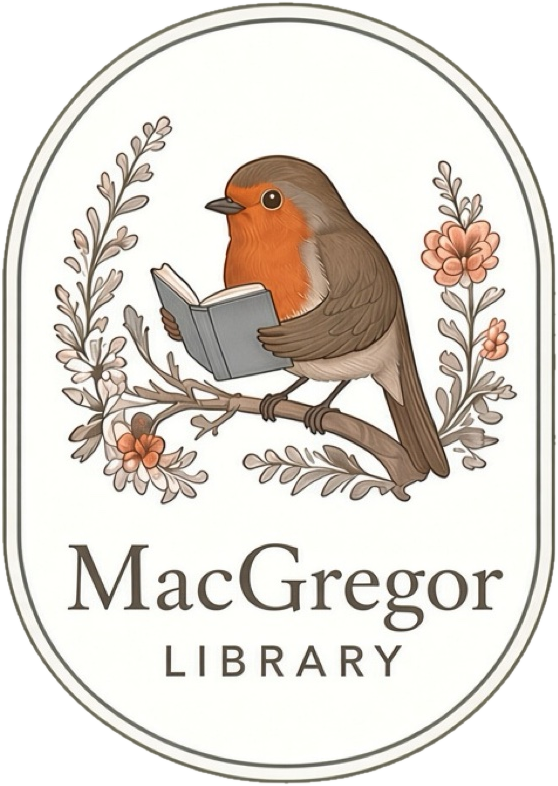 MacGregor Library — robin reading a book